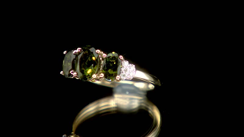 LUXORO 10K Yellow Gold Premium Natural Ambanja Demantoid Garnet and Moissanite Sunburst Ring 0.75 ctw