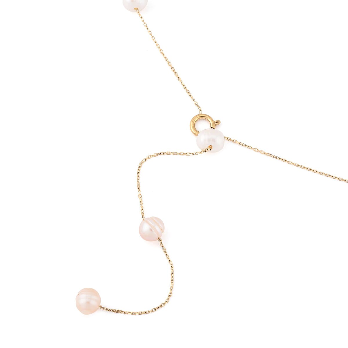 Multi Color Freshwater Pearl Lariat Necklace (26 Inches) in Stainless Steel , Tarnish-Free, Waterproof, Sweat Proof Jewelry image number 3