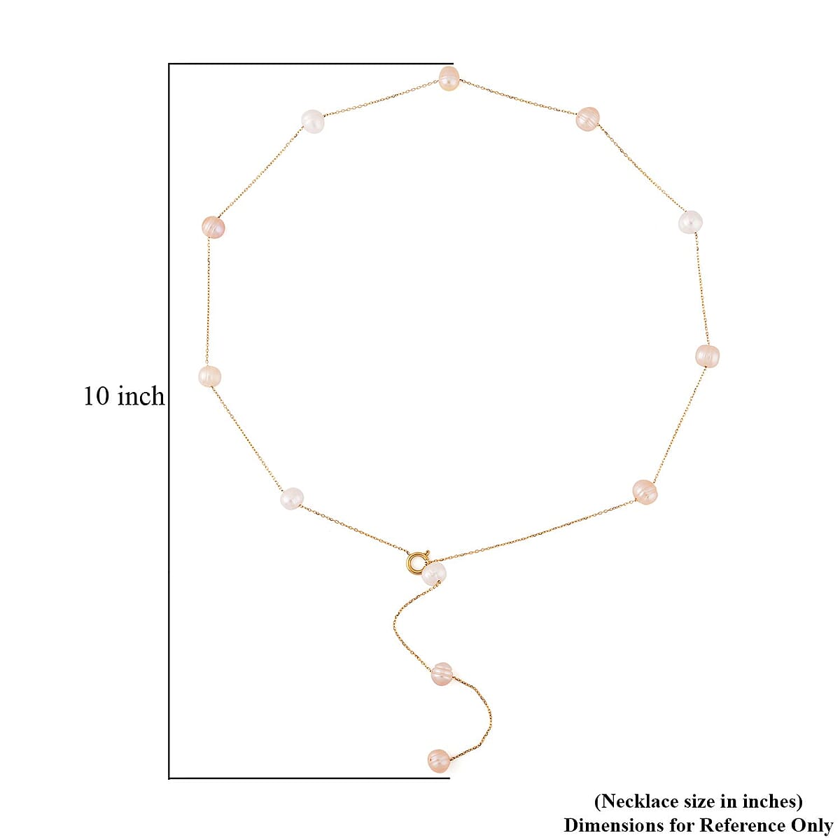 Multi Color Freshwater Pearl Lariat Necklace (26 Inches) in Stainless Steel , Tarnish-Free, Waterproof, Sweat Proof Jewelry image number 4