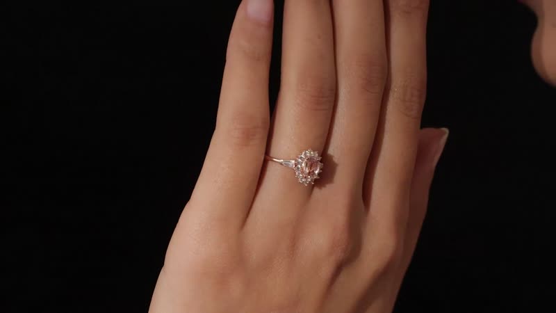 Marropino Morganite and Natural White Zircon Sunburst Ring in Vermeil Rose Gold Over Sterling Silver 1.35 ctw