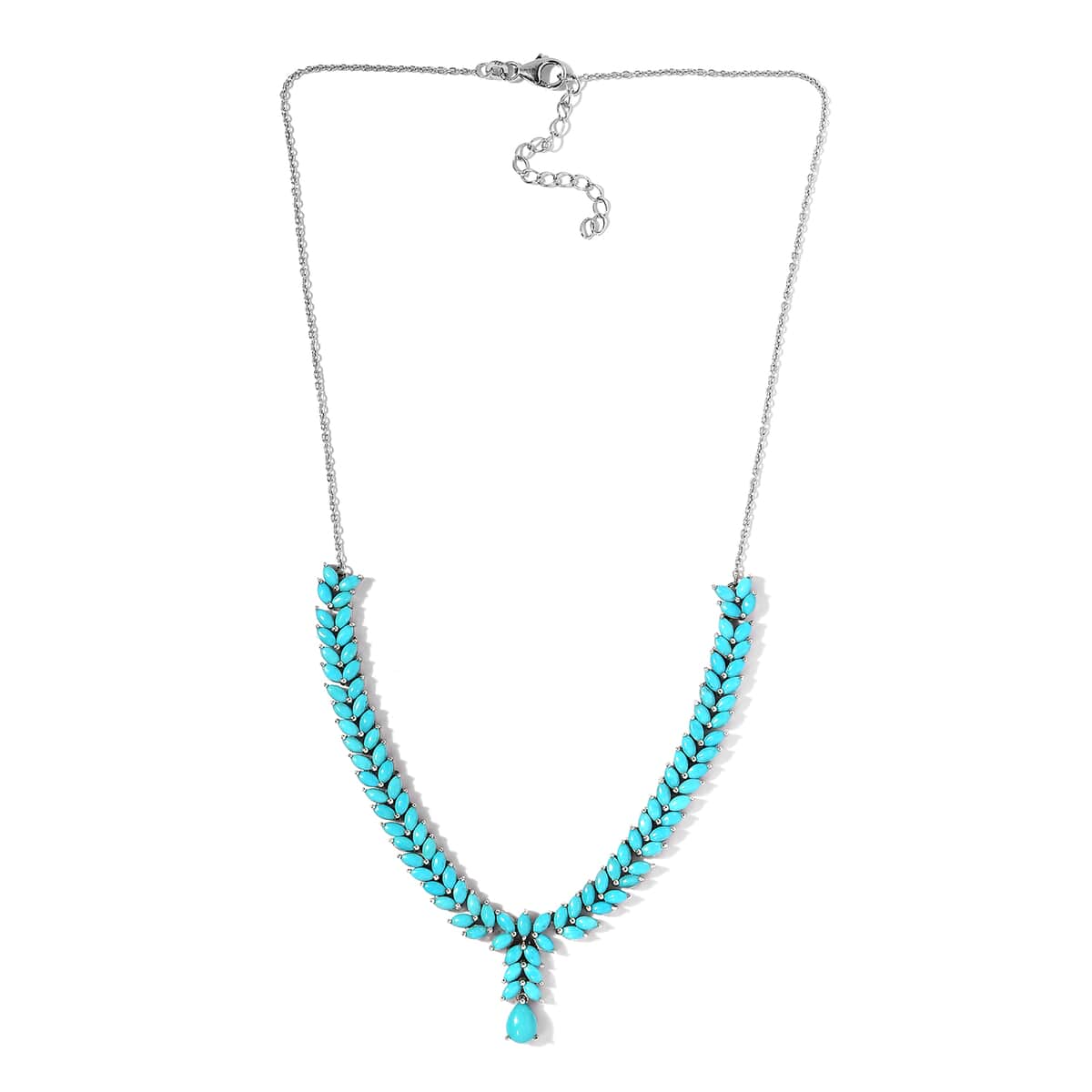 Sleeping Beauty Turquoise Cluster Necklace 20 Inches in Platinum Over Sterling Silver 15.15 ctw image number 3