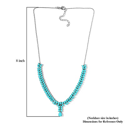 Sleeping Beauty Turquoise Cluster Necklace 20 Inches in Platinum Over Sterling Silver 15.15 ctw