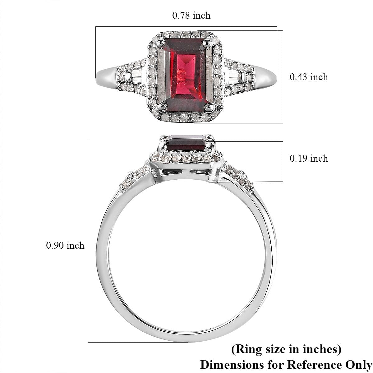 Premium Tanzanian Wine Garnet and Diamond Halo Ring in Platinum Over Sterling Silver 2.15 ctw image number 5