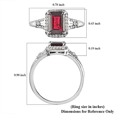 Premium Tanzanian Wine Garnet and Diamond Halo Ring in Platinum Over Sterling Silver (Size 10.0) 2.15 ctw