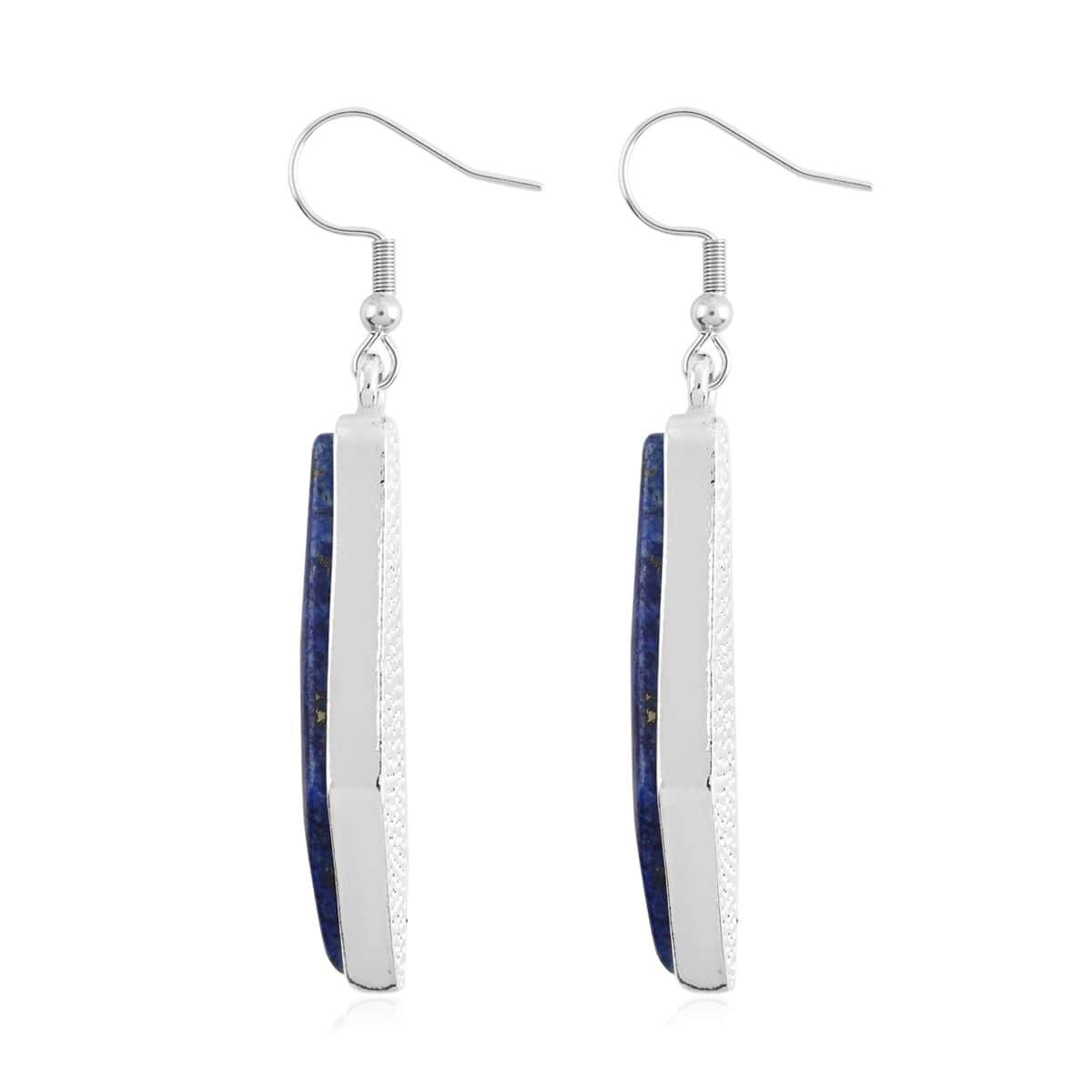 Lapis Lazuli Earrings in Silvertone and Stainless Steel 12.25 ctw image number 3