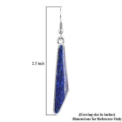 Lapis Lazuli Earrings in Silvertone and Stainless Steel 12.25 ctw | Tarnish-Free, Waterproof, Sweat Proof Jewelry