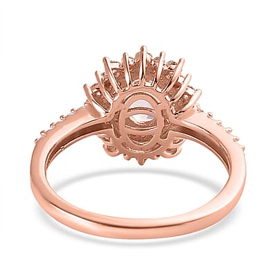 Premium Marropino Morganite and Moissanite Sunburst Ring in Vermeil Rose Gold Over Sterling Silver (Size 10.0) 1.50 ctw