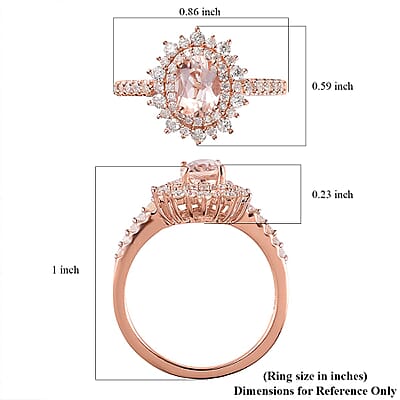 Premium Marropino Morganite and Moissanite Sunburst Ring in Vermeil Rose Gold Over Sterling Silver (Size 10.0) 1.50 ctw