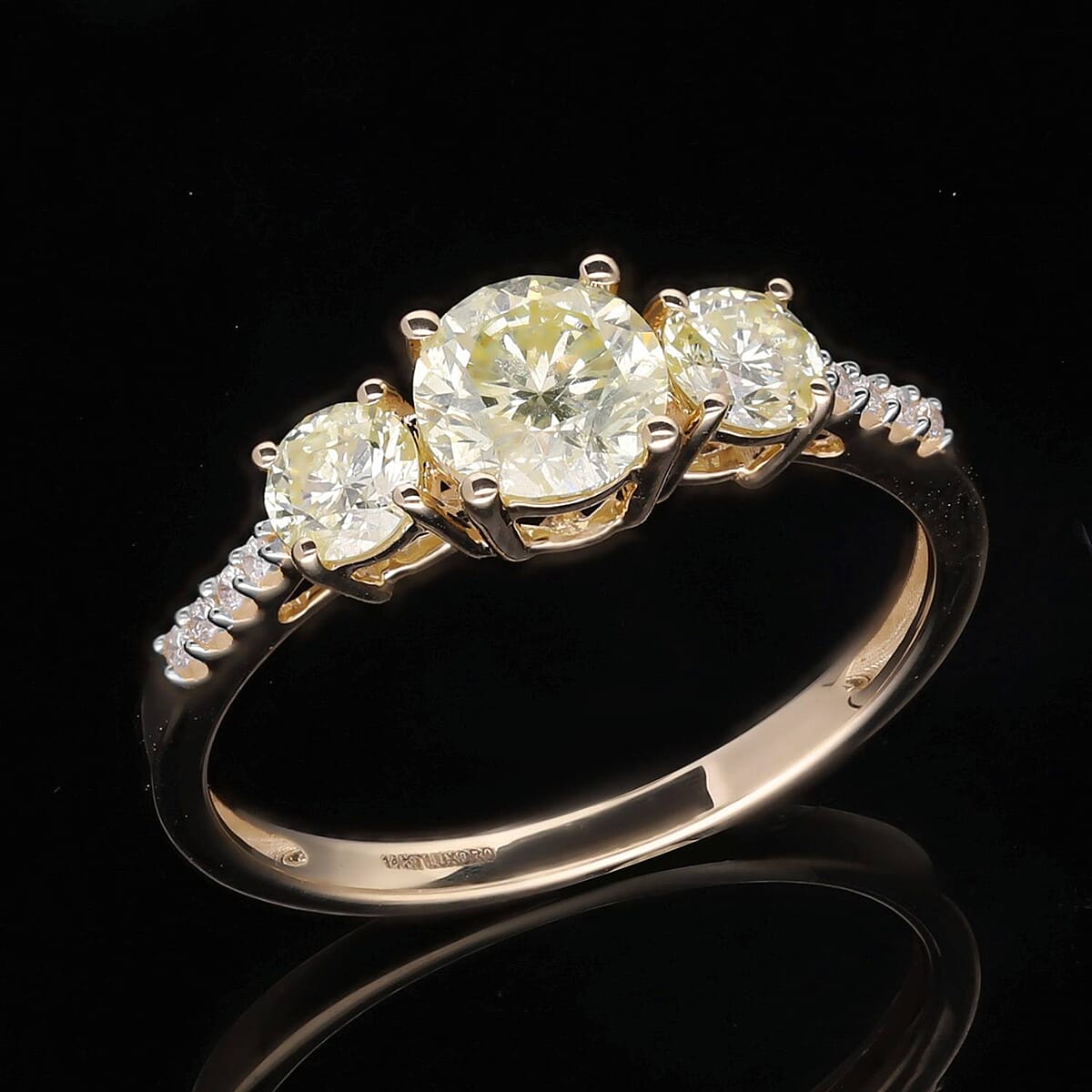 LUXORO 14K Yellow Gold Natural Yellow and White Diamond (I2-I3) Ring (Size 8.5) (2.35 g) 1.50 ctw image number 1