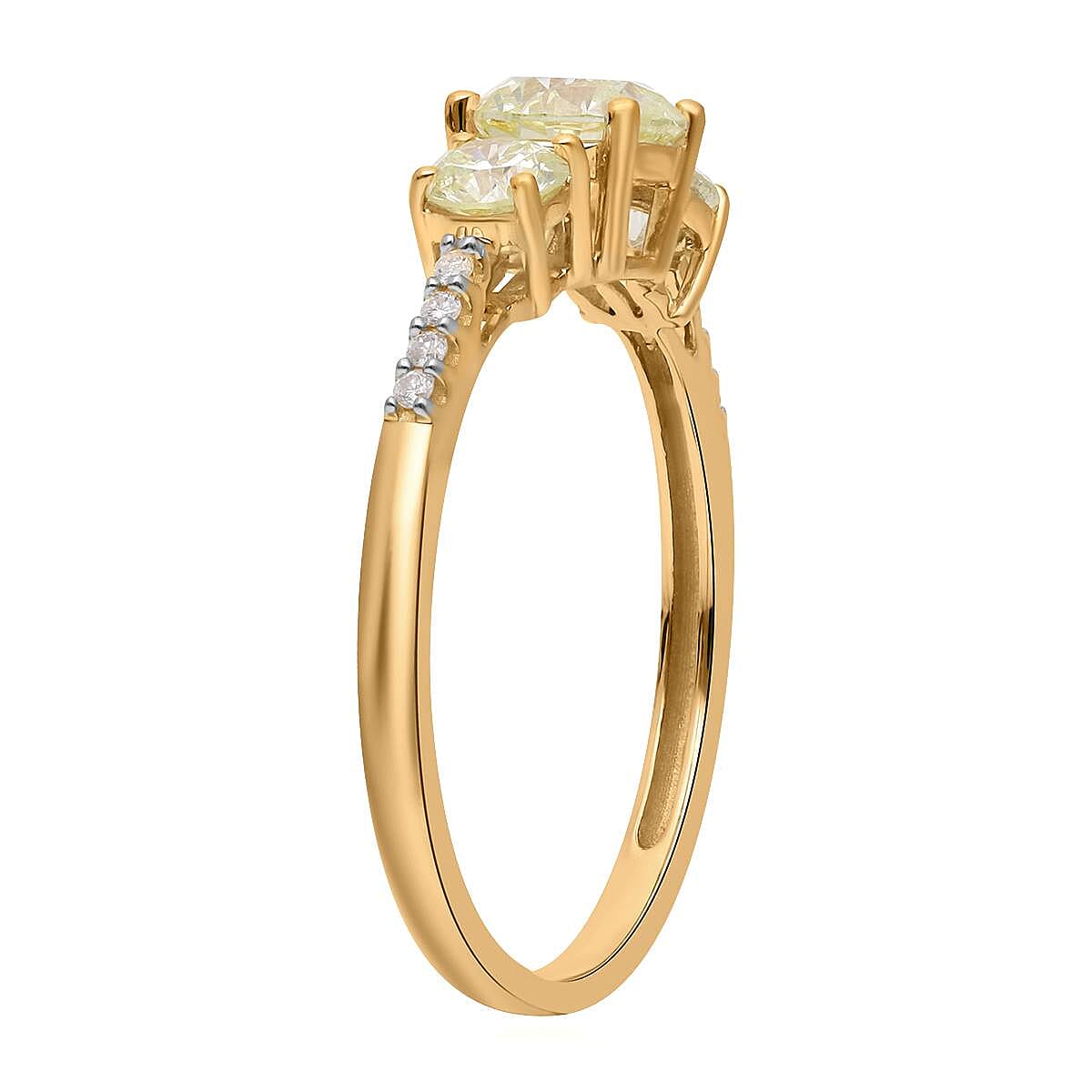 LUXORO 14K Yellow Gold Natural Yellow and White Diamond (I2-I3) Ring (Size 8.5) (2.35 g) 1.50 ctw image number 3
