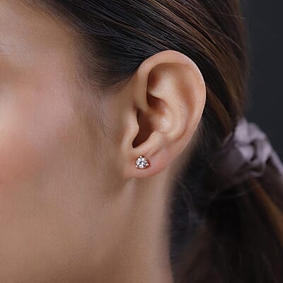 Premium Marropino Morganite Solitaire Stud Earrings in Vermeil Rose Gold Over Sterling Silver 0.85 ctw
