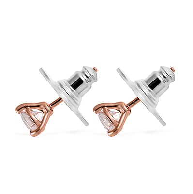 Premium Marropino Morganite Solitaire Stud Earrings in Vermeil Rose Gold Over Sterling Silver 0.85 ctw