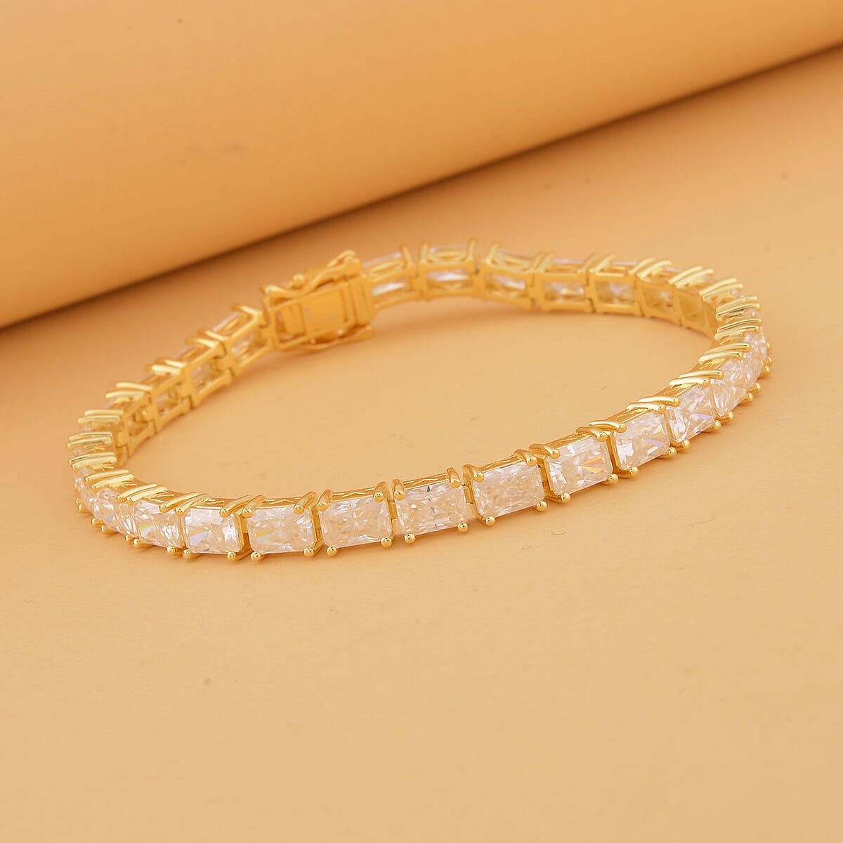Radiant Cut Moissanite Tennis Bracelet in Vermeil Yellow Gold Over Sterling Silver (8.00 In) 17.50 ctw image number 1