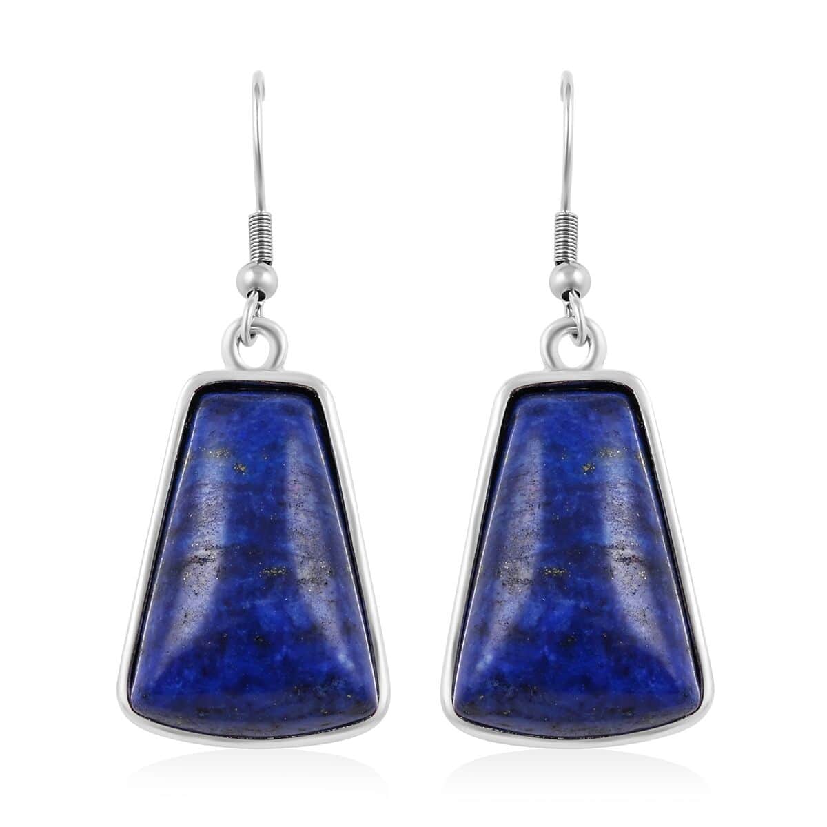 Lapis Lazuli Earrings in Silvertone and Stainless Steel 12.25 ctw image number 0