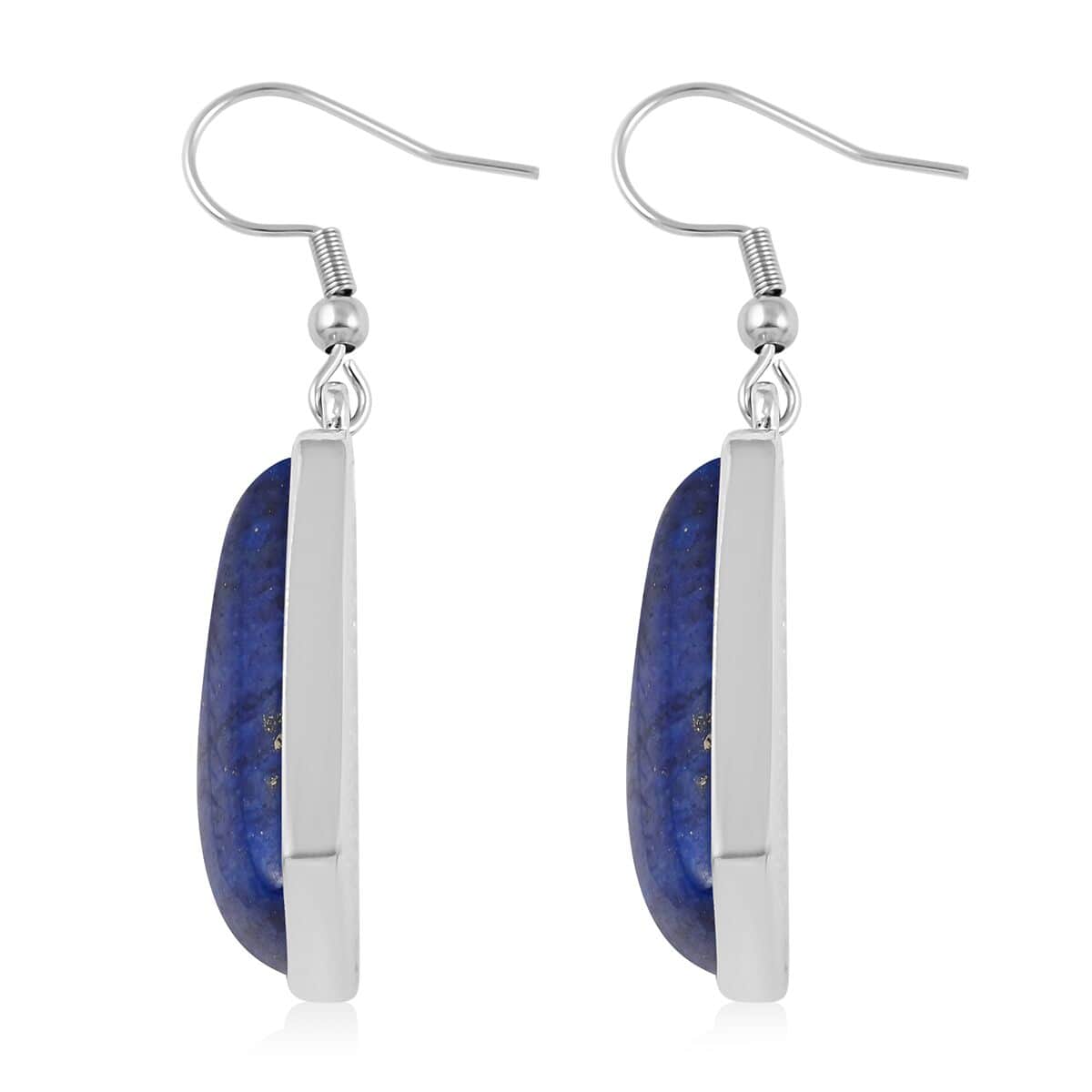 Lapis Lazuli Earrings in Silvertone and Stainless Steel 12.25 ctw image number 3