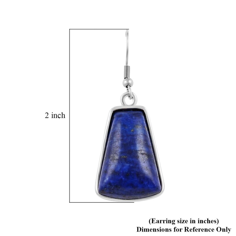 Lapis Lazuli Earrings in Silvertone and Stainless Steel 12.25 ctw