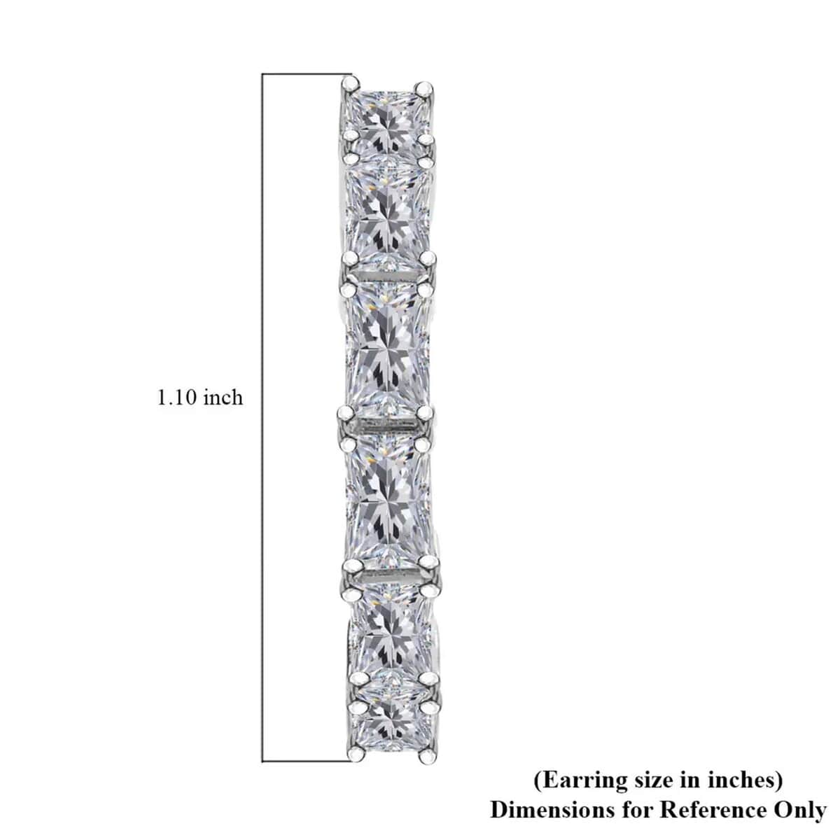 Radiant Cut Moissanite Hoop Earrings in Platinum Over Sterling Silver 3.25 ctw image number 6