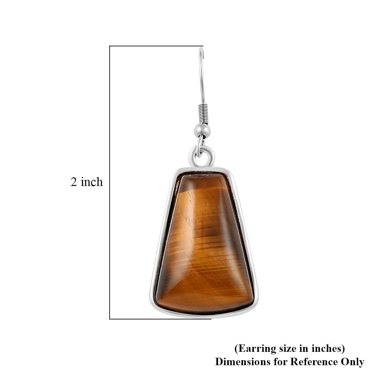 Yellow Tiger's Eye Earrings in Silvertone and Stainless Steel 12.25 ctw , Tarnish-Free, Waterproof, Sweat Proof Jewelry image number 5