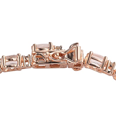 Premium Marropino Morganite and Rose Cut Natural Champagne Diamond Tennis Bracelet in Vermeil Rose Gold Over Sterling Silver (7.25 In) 10.60 ctw