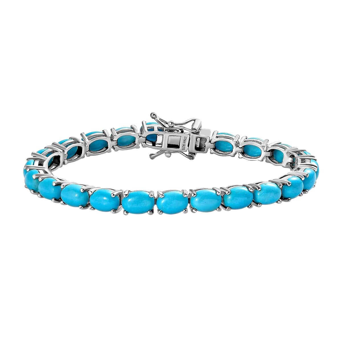 Premium American Natural Sleeping Beauty Turquoise Tennis Bracelet in Platinum Over Sterling Silver (6.50 In) 10.50 Grams 16.00 ctw image number 0