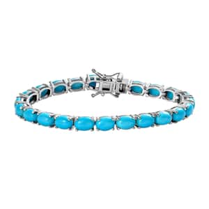 Premium Sleeping Beauty Turquoise Tennis Bracelet in Platinum Over Sterling Silver, Line Bracelet, Turquoise Bracelet, Sterling Silver Bracelet (6.50 In) 16.00 ctw