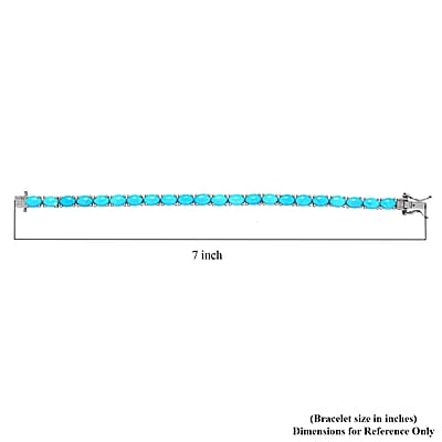 Premium Sleeping Beauty Turquoise 16.00 ctw Tennis Bracelet in Platinum Over Sterling Silver, Line Bracelet, Turquoise Bracelet, Sterling Silver Bracelet (6.50 In)