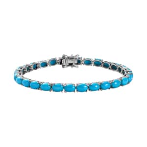 Premium Sleeping Beauty Turquoise 19.60 ctw Tennis Bracelet in Platinum Over Sterling Silver, Line Bracelet, Turquoise Bracelet, Sterling Silver Bracelet (8.00 In)