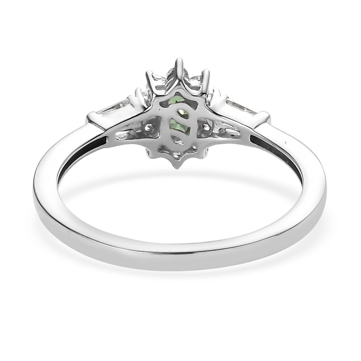 Buy AAA Tsavorite Garnet Ring ,White Zircon Accent Ring , Sunburst Halo ...