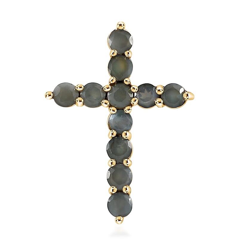 Luxoro 10K Yellow Gold Premium Narsipatnam Alexandrite Cross Pendant 0.85 ctw