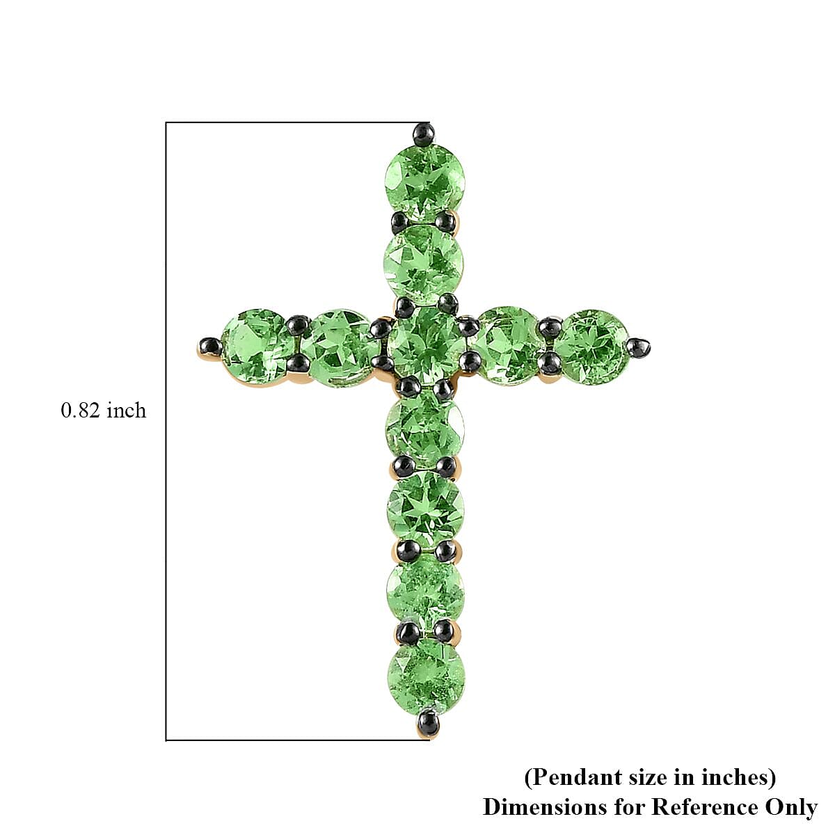 Luxoro 10K Yellow Gold Premium Tsavorite Garnet Cross Pendant 0.90 ctw image number 5