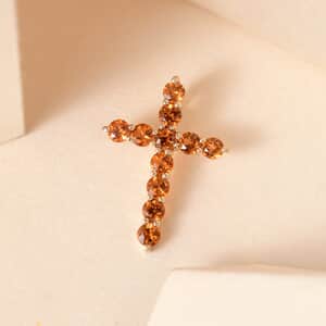 Luxoro 10K Yellow Gold Premium Viceroy Spessartine Garnet Cross Pendant 1.10 ctw