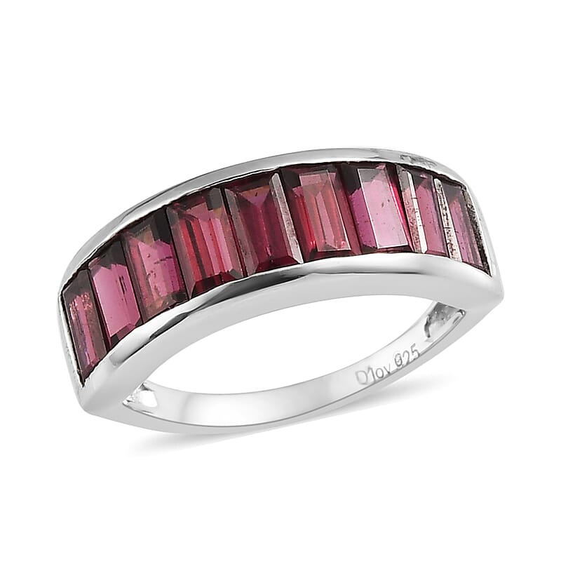 Orissa Rhodolite Garnet Half Eternity Band Ring in Platinum Over Sterling Silver (Size 10.0) 2.60 ctw