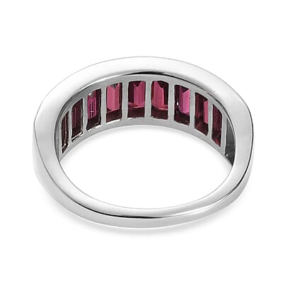 Orissa Rhodolite Garnet Half Eternity Band Ring in Platinum Over Sterling Silver (Size 10.0) 2.60 ctw