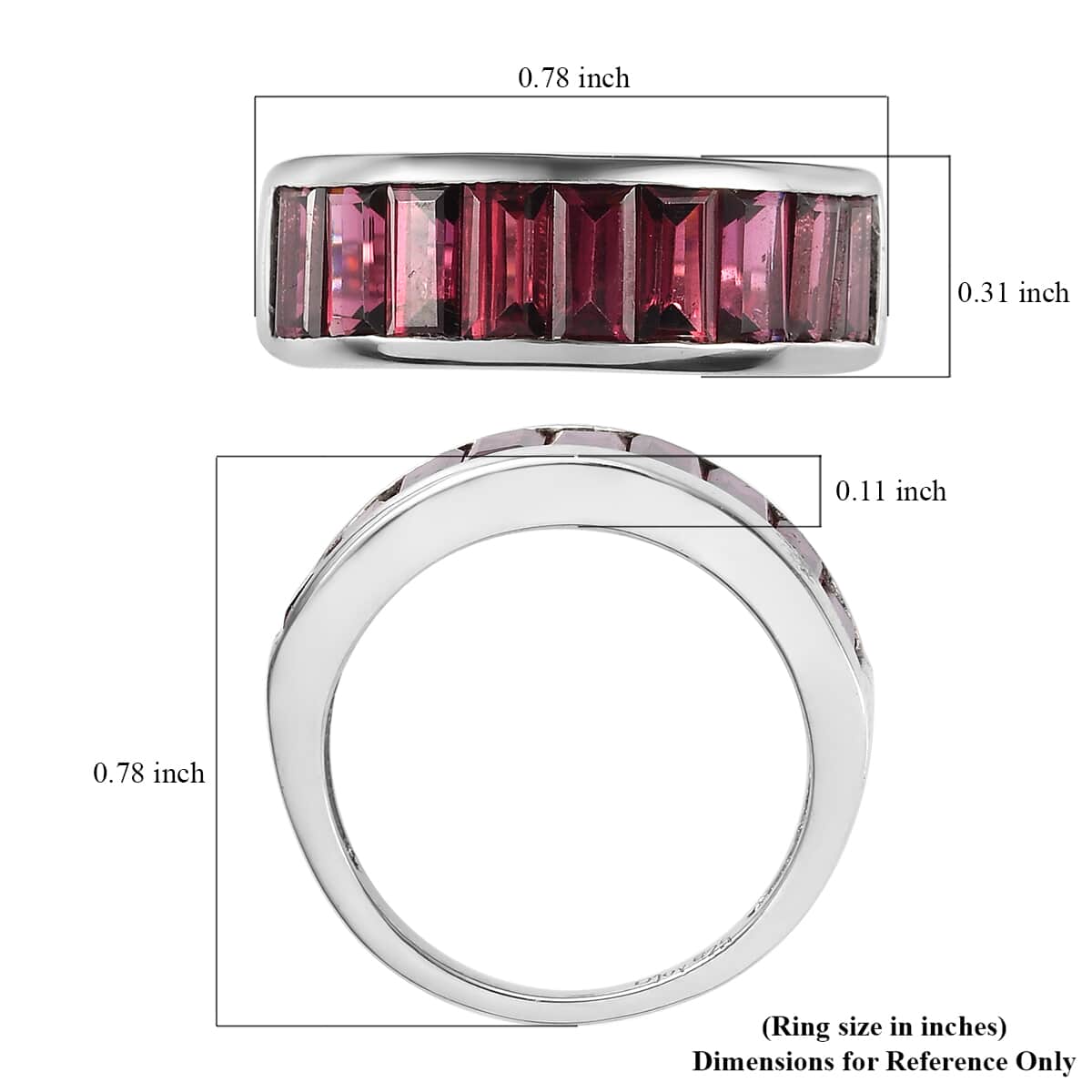 Orissa Rhodolite Garnet Half Eternity Band Ring in Platinum Over Sterling Silver (Size 10.0) 2.60 ctw image number 5