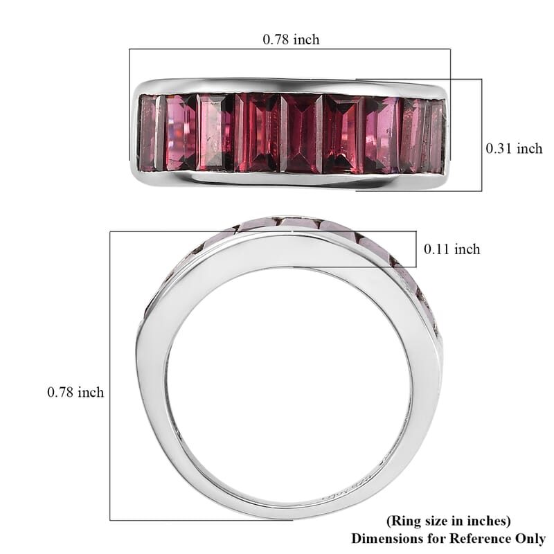 Orissa Rhodolite Garnet Half Eternity Band Ring in Platinum Over Sterling Silver (Size 10.0) 2.60 ctw