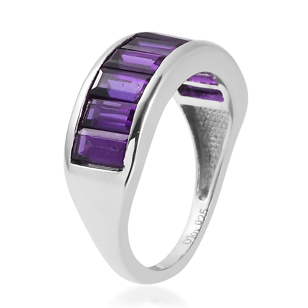 Amethyst Half Eternity Band Ring in Platinum Over Sterling Silver (Size 7.0) 1.90 ctw image number 3