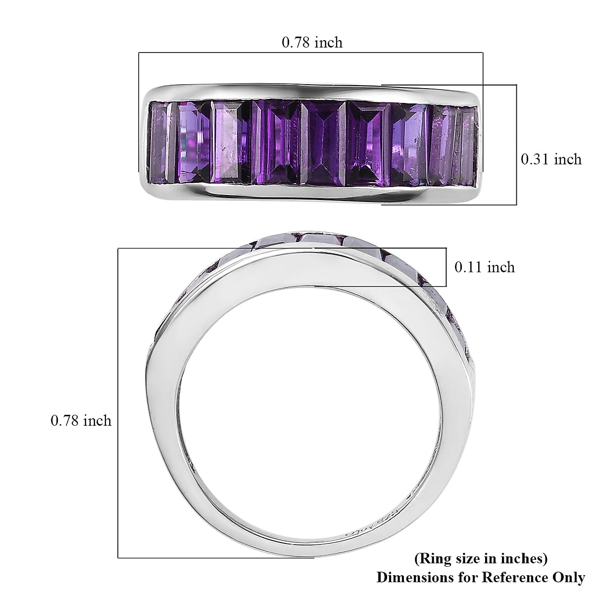 Amethyst Half Eternity Band Ring in Platinum Over Sterling Silver (Size 7.0) 1.90 ctw image number 5