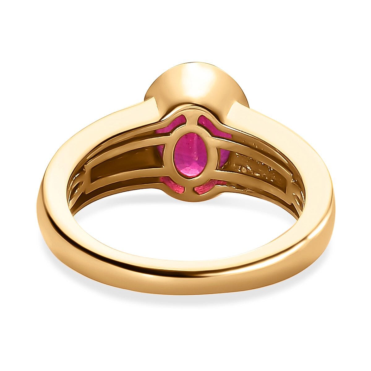 Niassa Ruby (FF) and White Zircon 3.09 ctw Ring in 14K YG Over Sterling Silver (Size 8.0)
