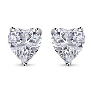 Crushed Ice Cut Moissanite Solitaire Stud Earrings in Rhodium Over Sterling Silver, Birthday Gifts For Her 2.00 ctw