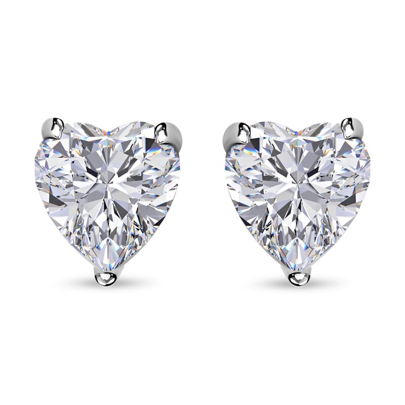 Crushed Ice Cut Moissanite 2.00 ctw Solitaire Stud Earrings in Rhodium Over Sterling Silver