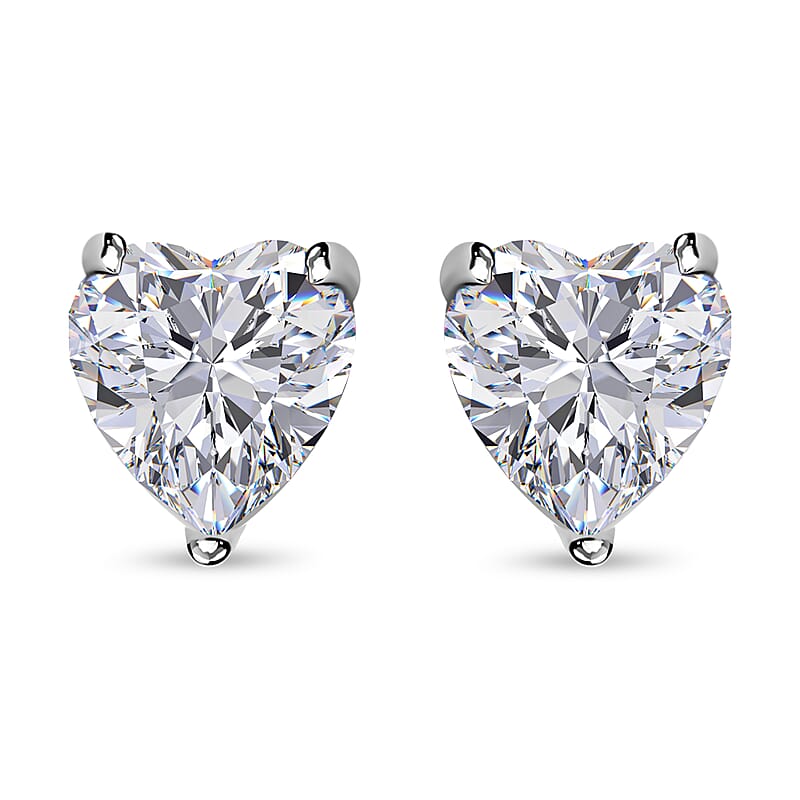 Crushed Ice Cut Moissanite 2.00 ctw Solitaire Stud Earrings in Rhodium Over Sterling Silver