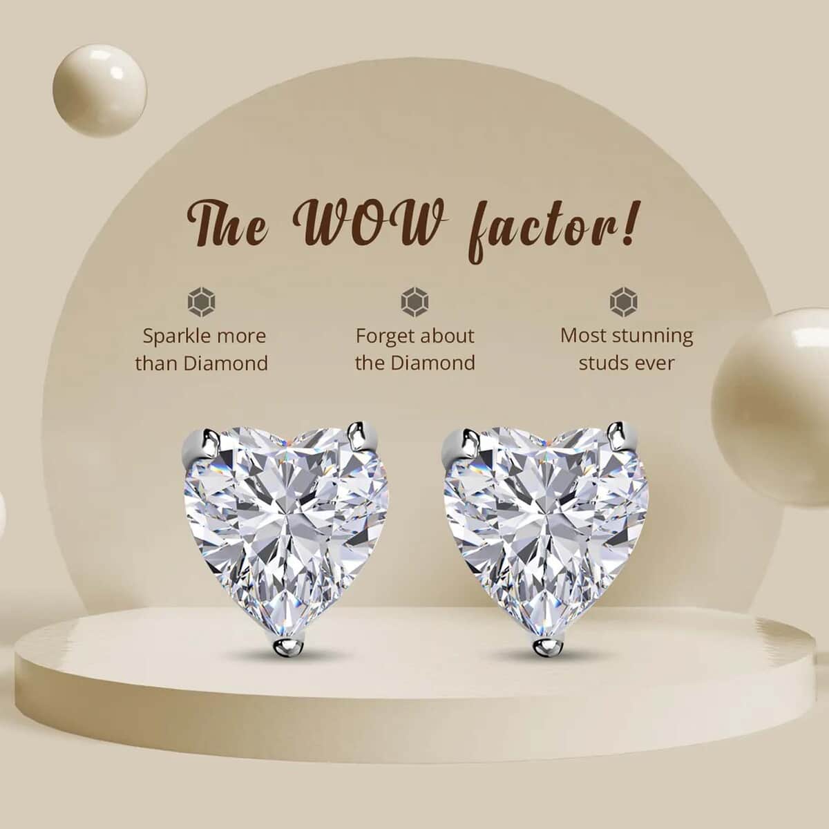 Crushed Ice Cut Moissanite Solitaire Stud Earrings in Rhodium Over Sterling Silver, Birthday Gifts For Her 2.00 ctw image number 4