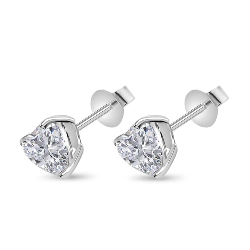 Crushed Ice Cut Moissanite 2.00 ctw Solitaire Stud Earrings in Rhodium Over Sterling Silver