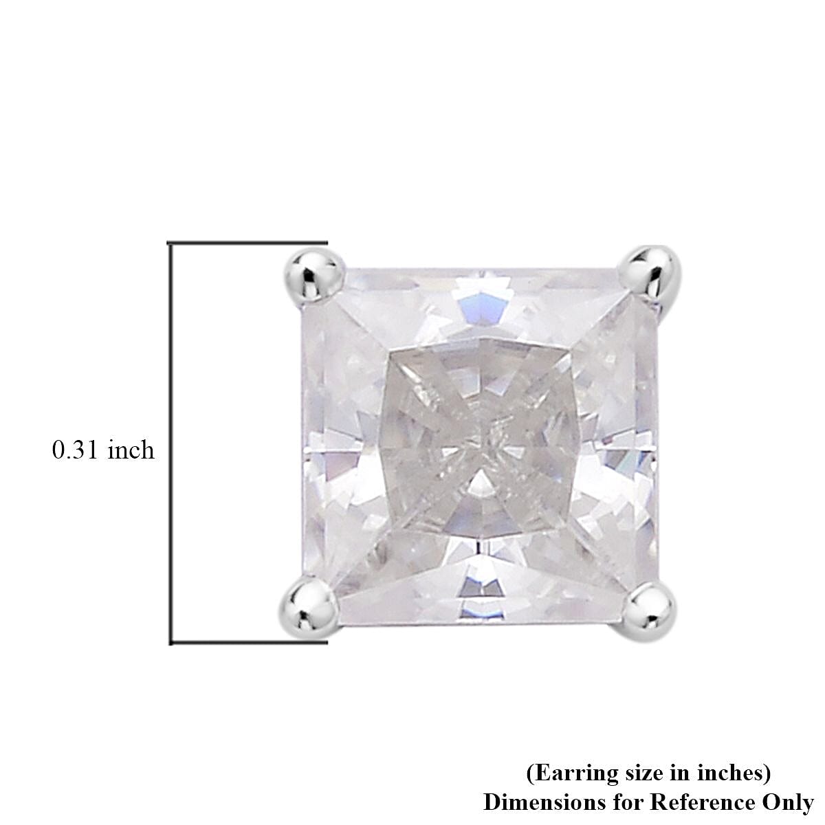 Crushed Ice Cut Moissanite Solitaire Stud Earrings in Rhodium Over Sterling Silver 3.00 ctw