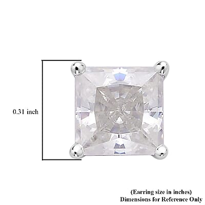 Crushed Ice Cut Moissanite Solitaire Stud Earrings in Rhodium Over Sterling Silver 3.00 ctw