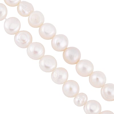 White Freshwater Pearl Bracelet in Silvertone (7.50 In)