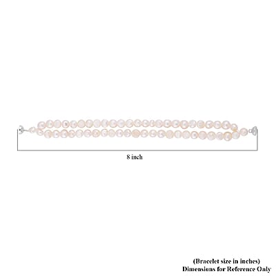 White Freshwater Pearl Bracelet in Silvertone (7.50 In)