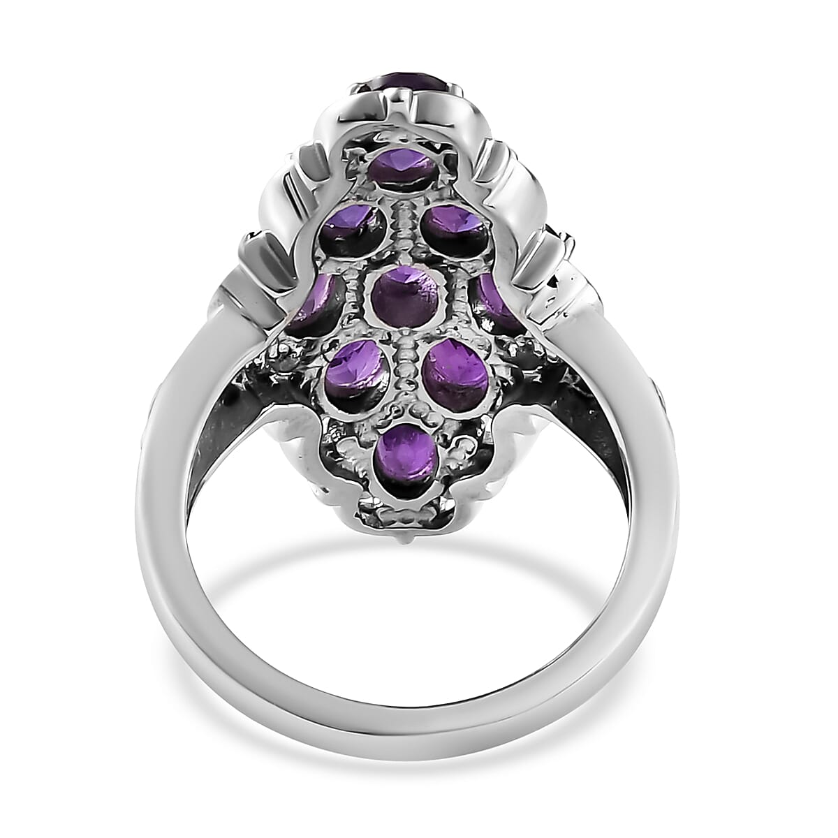 Amethyst Elongated Ring in Stainless Steel (Size 6.0) 4.00 ctw image number 4