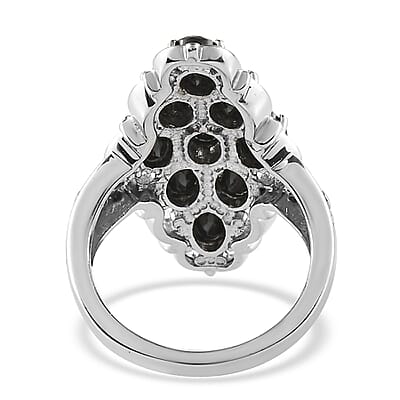 Thai Black Spinel Elongated Ring in Stainless Steel (Size 10.0) 5.50 ctw