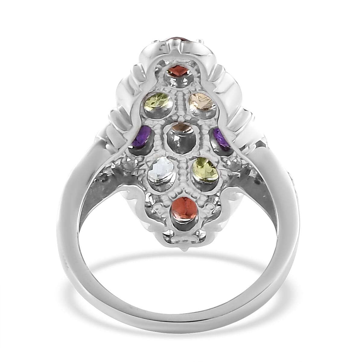 Multi Gemstone Elongated Ring in Stainless Steel (Size 5.0) 3.90 ctw image number 4